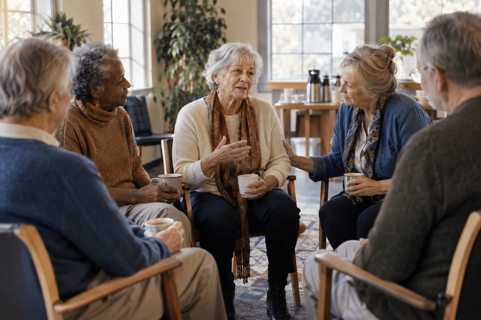 Older adults share their experiences in a caregiver support group